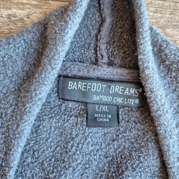 Barefoot Dreams Bamboo Chic Lite Knit Drap Wrap Open Cardigan Dark Grey Sz.L/XL - Picture 8 of 13